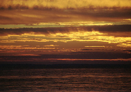 Sunset over the St Lawrence, Montreal, Canada